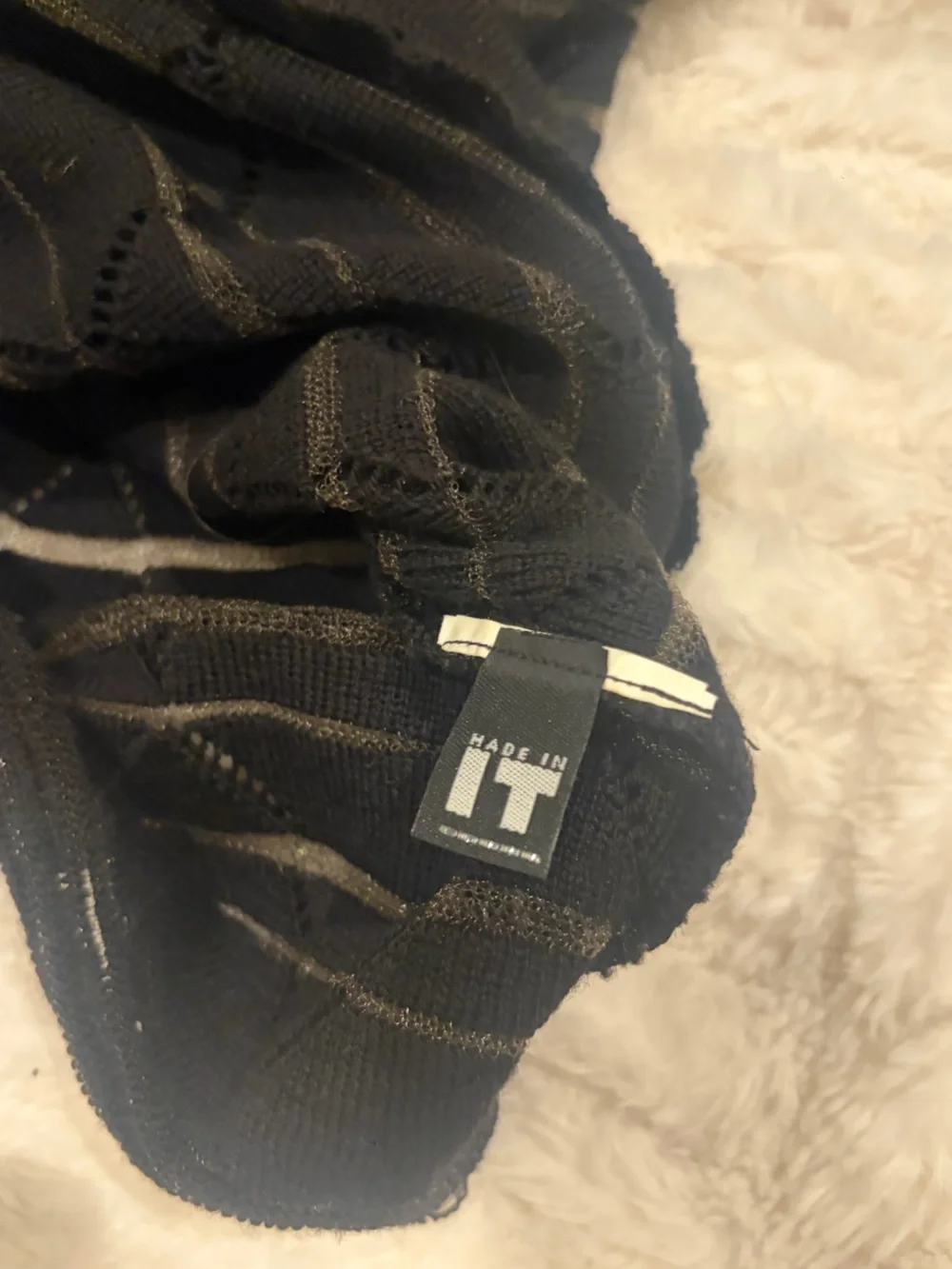 Gianfranco Ferre Black Striped Off-the-Shoulder Knit Sweater